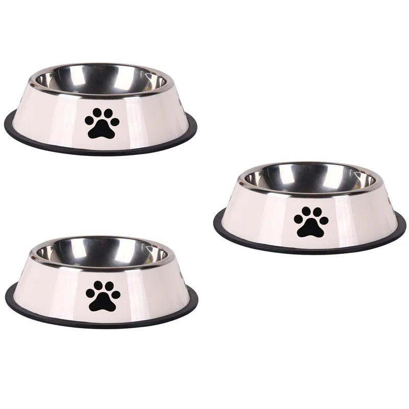 Stainless Steel Large Capacity Pet Bowl Dog Food Bowl Multiple Specifications Anti-Fall Food Bowl Feeding Pet Supplies