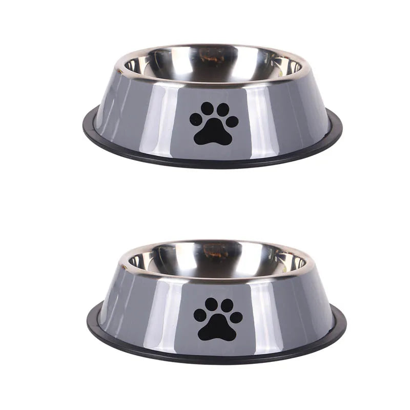 Stainless Steel Large Capacity Pet Bowl Dog Food Bowl Multiple Specifications Anti-Fall Food Bowl Feeding Pet Supplies