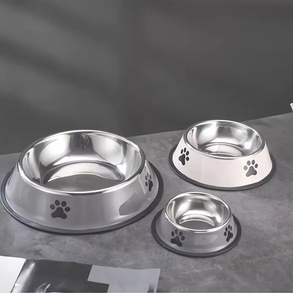 Stainless Steel Large Capacity Pet Bowl Dog Food Bowl Multiple Specifications Anti-Fall Food Bowl Feeding Pet Supplies