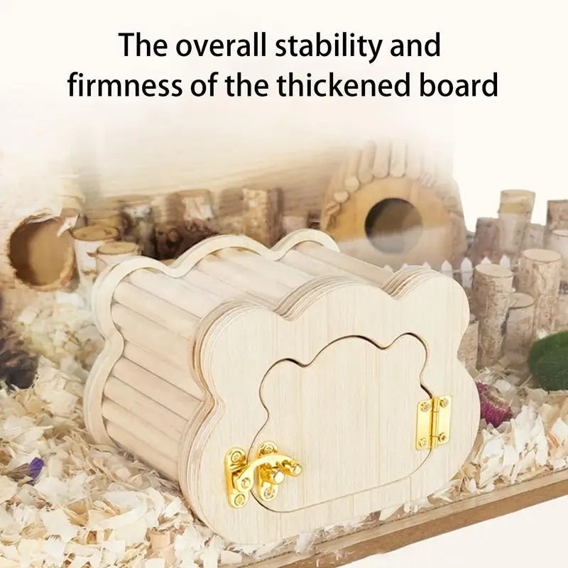 Tiny Hamster Wooden House Cute Cloud Shapes Tiny Hamster Hideout Small Animals Habitat Hut Small Pets Woodland House Habitats