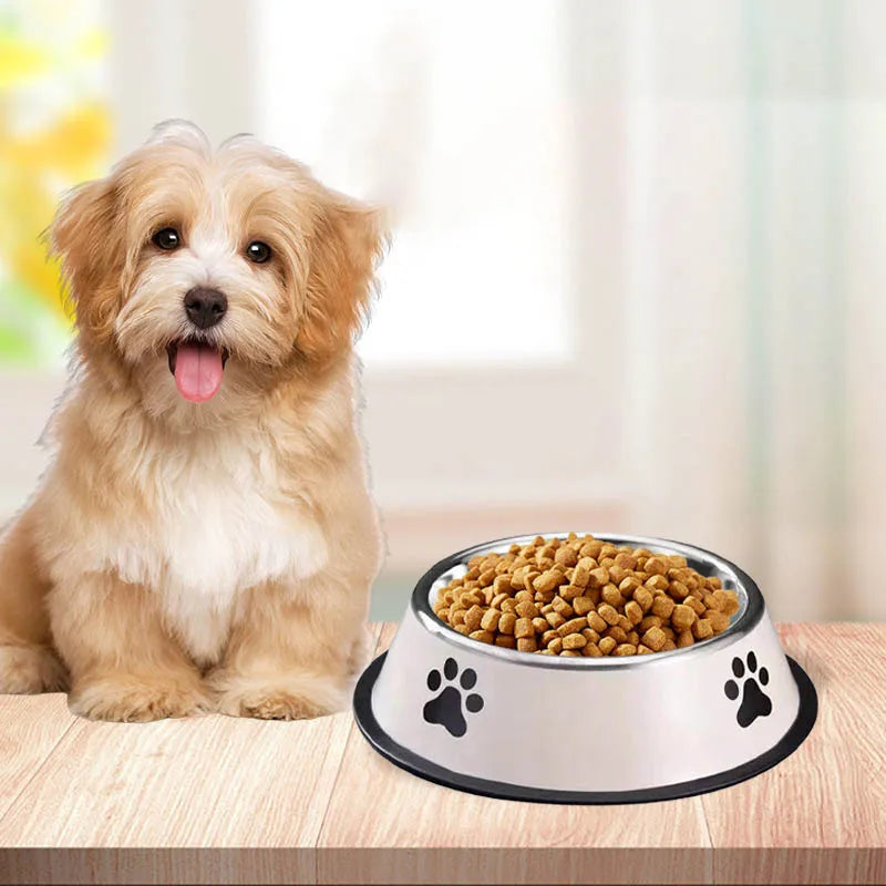 Stainless Steel Large Capacity Pet Bowl Dog Food Bowl Multiple Specifications Anti-Fall Food Bowl Feeding Pet Supplies