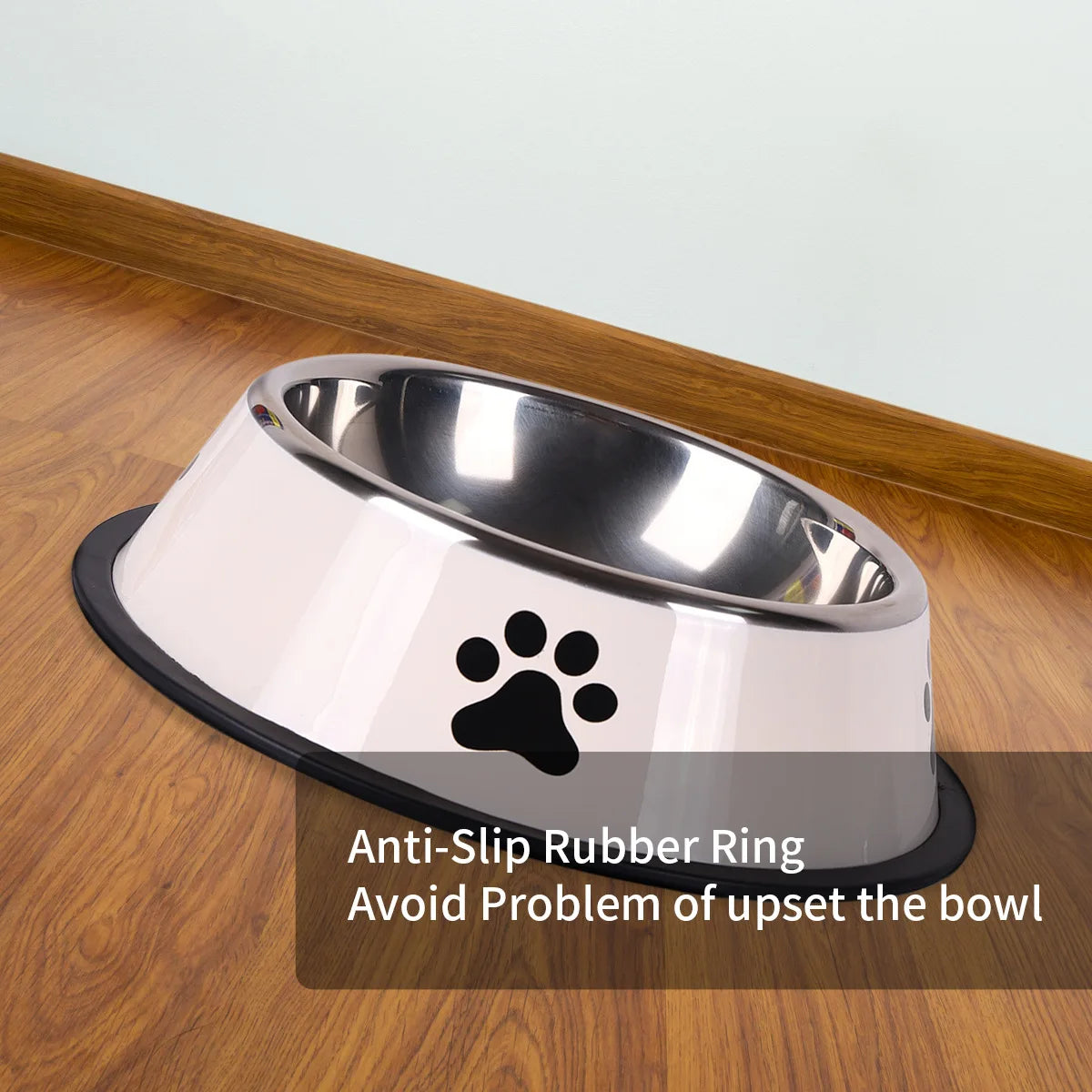 Stainless Steel Large Capacity Pet Bowl Dog Food Bowl Multiple Specifications Anti-Fall Food Bowl Feeding Pet Supplies